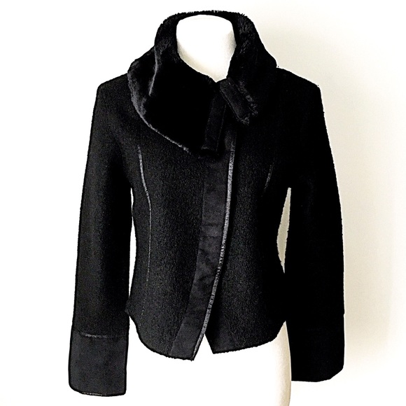 Kenji Jackets & Blazers - Kenji | Black Wool and Faux Fur Coat